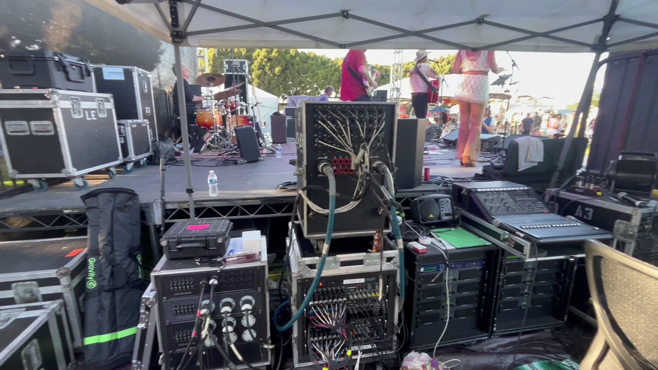 Professional audio racks and stage control equipment supporting the Camarillo Fiesta