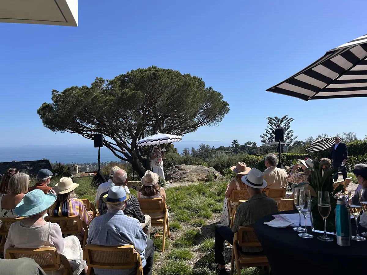 Guests seated at an intimate Glen Phillips performance in Montecito